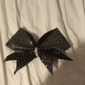 Elegant Black Rhinestone Bow Hair Clip